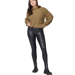 Spanx Moto Faux Leather Leggings Black Medium